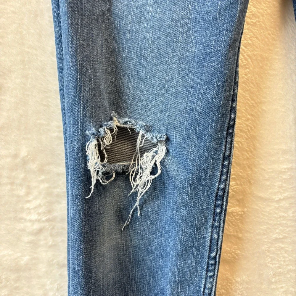 Gap Teen Jeans Girls Sz 16 Blue Sky High Skinny‎ Ankle Distressed Raw Hem Denim